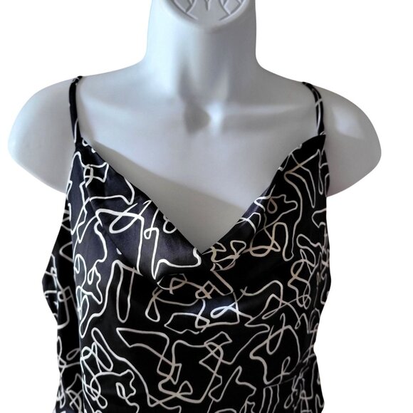 O.L.M. Black & White Abstract Print Cowl Neck Cami Top  M - Picture 3 of 8